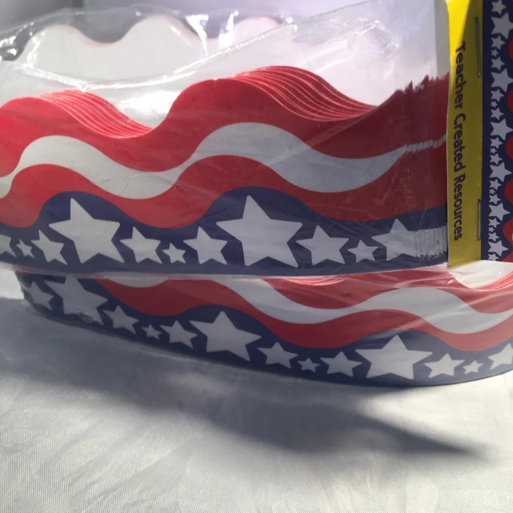 New in package with‎ tags patriotic bulletin board trim wavy